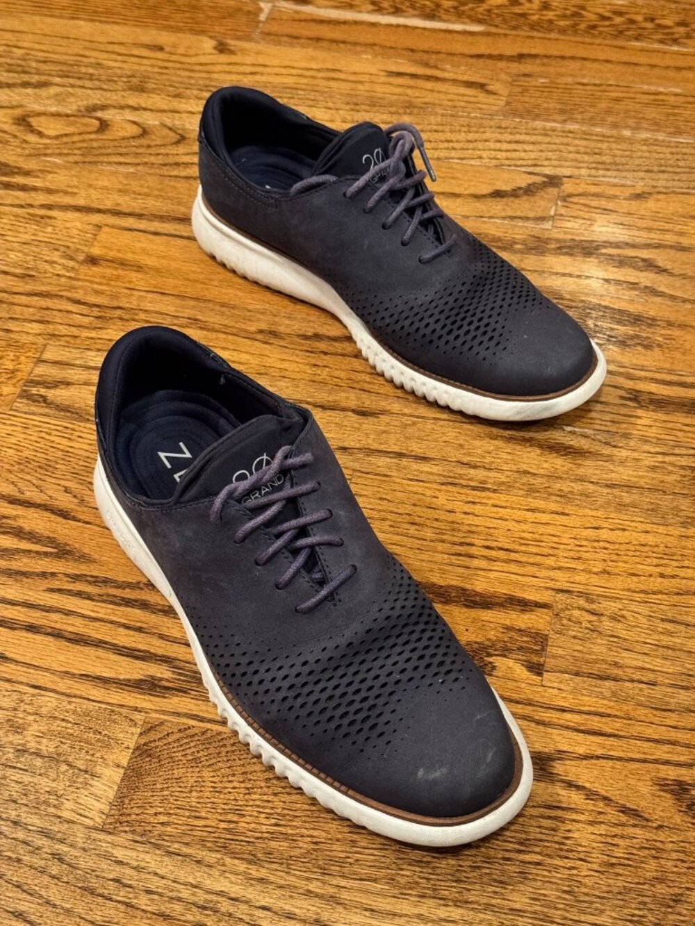 Cole Haan 2.ZEROGRAND Laser Wingtip Oxford Navy Nubuck Men's 8.5